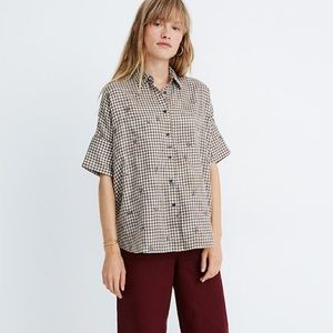 Madewell floral embroidered gingham courier shirt